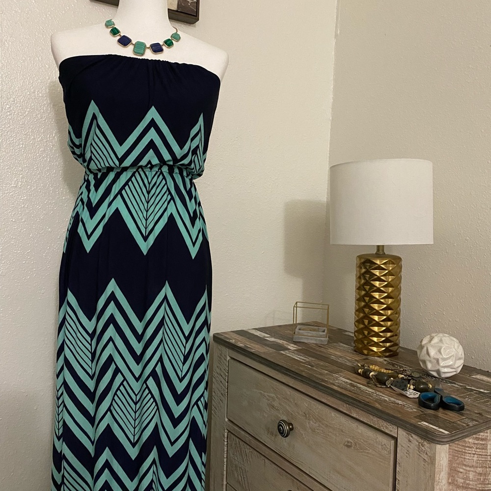 Black and blue dress.